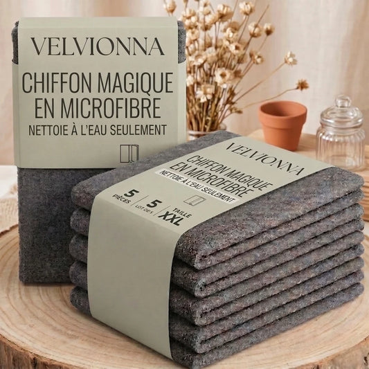 Chiffons magiques Velvionna — lot de 5, taille XXL, nettoie à l'eau seulement