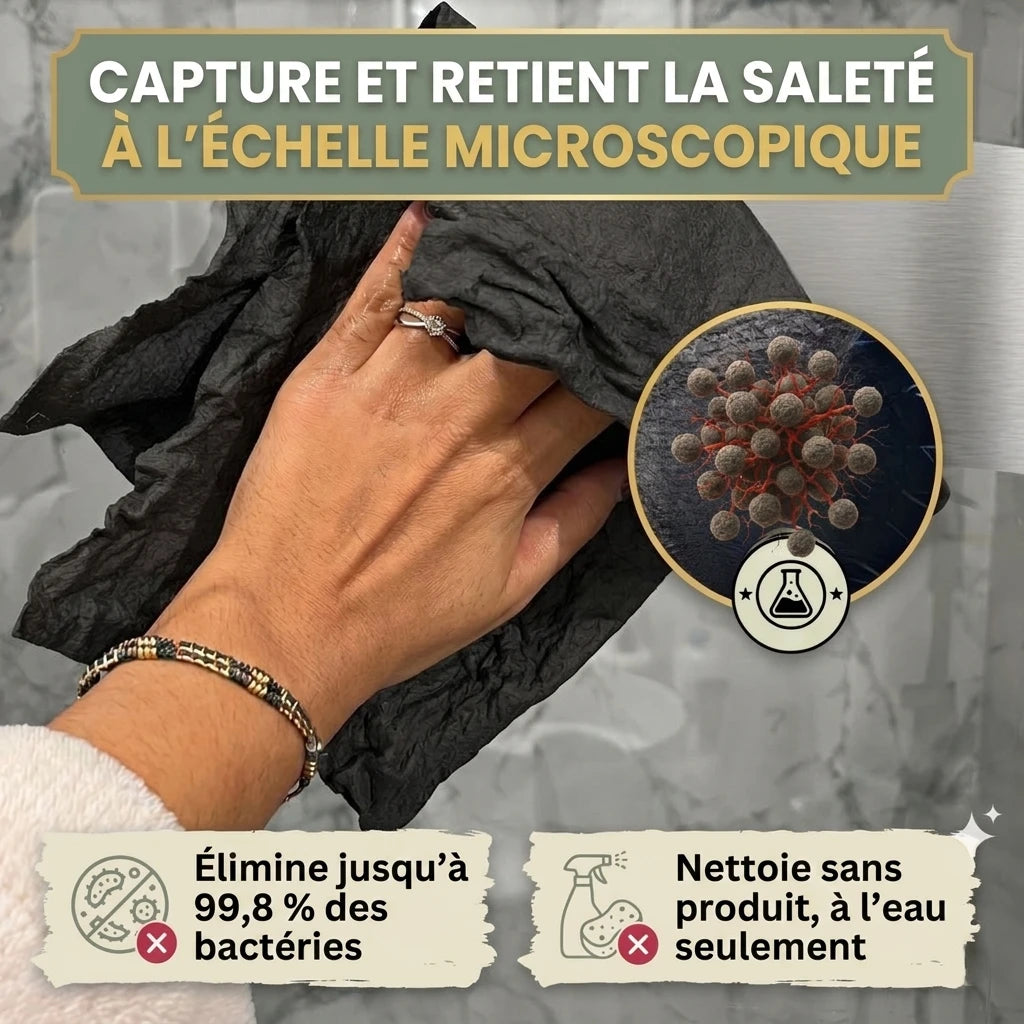 Capture et retient la saleté à l'échelle microscopique