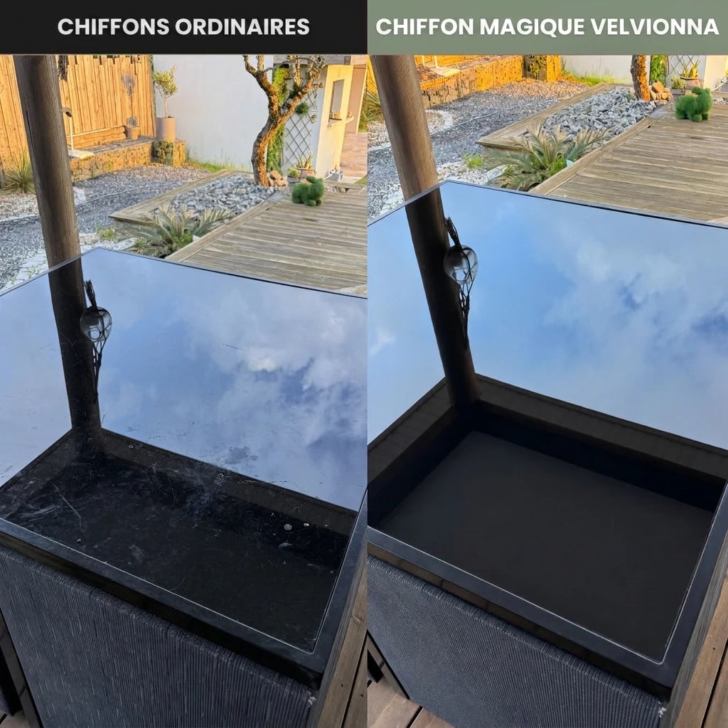Comparaison chiffons ordinaires et chiffon magique Velvionna