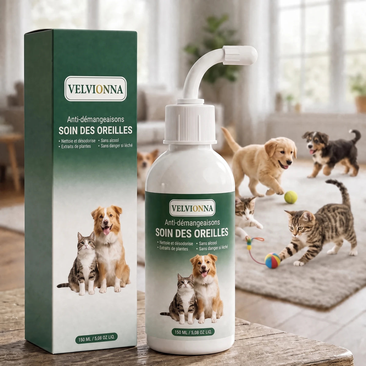 Velvionna Soin des oreilles, boîte et flacon 150 ml