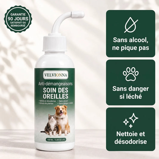 Velvionna — Soin des oreilles pour chiens et chats, sans alcool, sans danger si léché