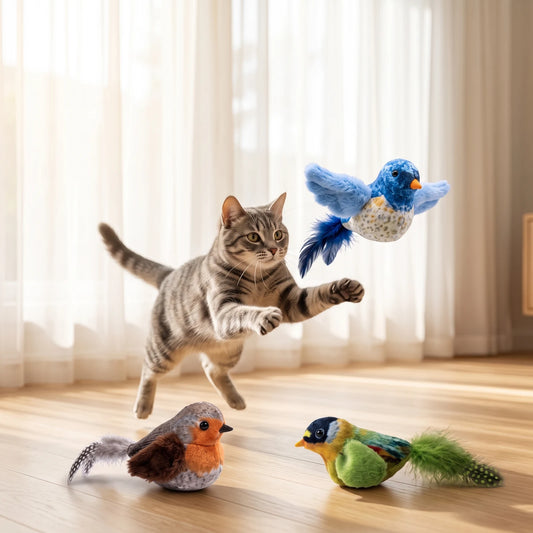Chat qui bondit vers les oiseaux Wingmate